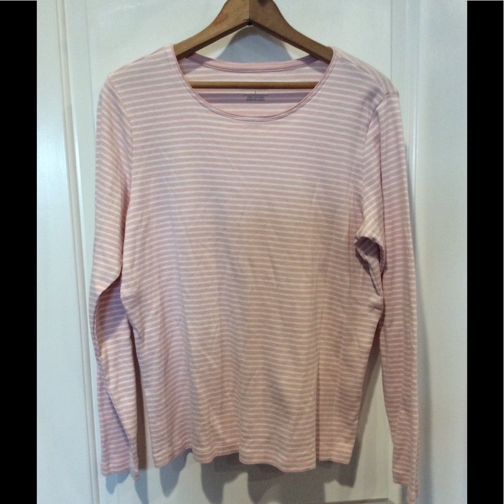 Christopher and banks Pink and white long sleeve knit top